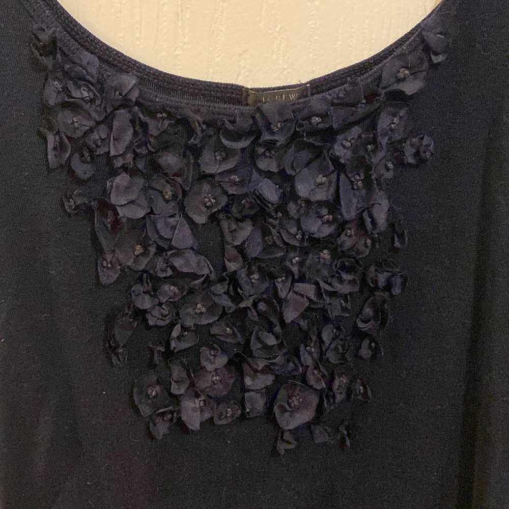 J Crew navy tank top with floral appliqués